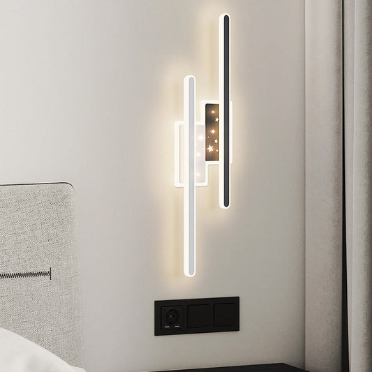 مصباح حائط LED مستطيل الشكل على شكل نجمة مصنوع من المعدن والألومنيوم والأكريليك بتصميم معاصر للممر 