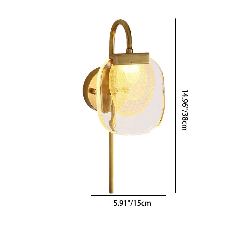 Modern Mid-century Copper Glass Square Elliptical LED Wall Sconce Lamp For Hallway