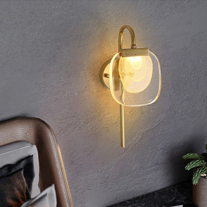 Modern Mid-century Copper Glass Square Elliptical LED Wall Sconce Lamp For Hallway