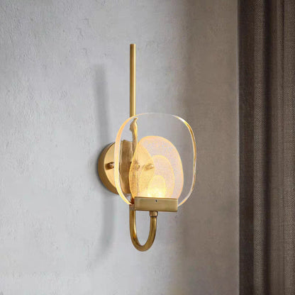 Modern Mid-century Copper Glass Square Elliptical LED Wall Sconce Lamp For Hallway