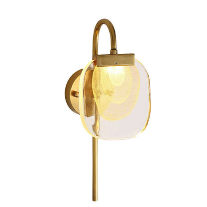 Modern Mid-century Copper Glass Square Elliptical LED Wall Sconce Lamp For Hallway
