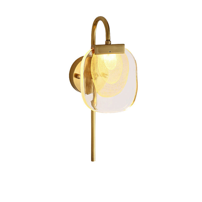 Modern Mid-century Copper Glass Square Elliptical LED Wall Sconce Lamp For Hallway