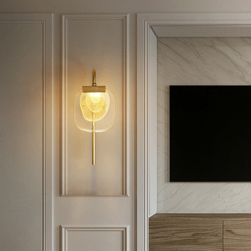 Modern Mid-century Copper Glass Square Elliptical LED Wall Sconce Lamp For Hallway
