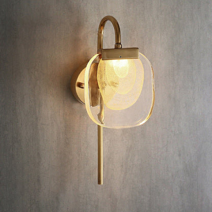 Modern Mid-century Copper Glass Square Elliptical LED Wall Sconce Lamp For Hallway