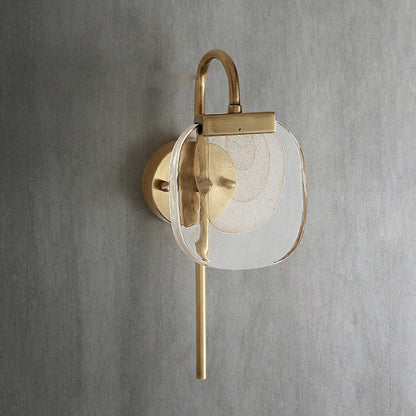 Modern Mid-century Copper Glass Square Elliptical LED Wall Sconce Lamp For Hallway