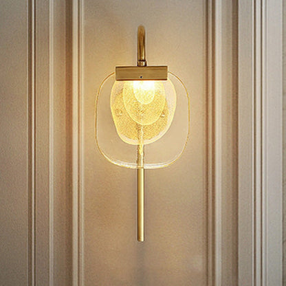 Modern Mid-century Copper Glass Square Elliptical LED Wall Sconce Lamp For Hallway