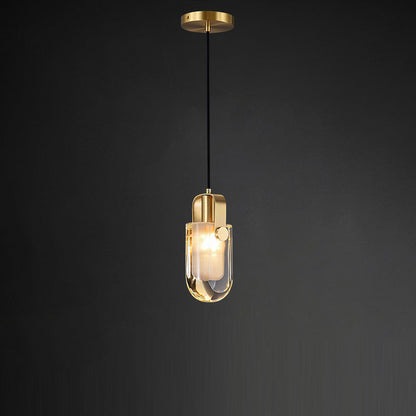 Modern Mid-century Brass Crystal Elliptical 1-Light Pendant Light For Bedside