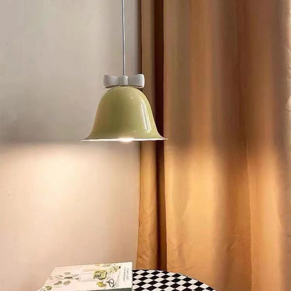 Contemporary Scandinavian Iron Ceramic Bell Bow Tie 1-Light Pendant Light For Dining Room