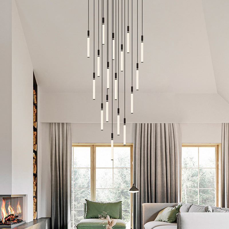 مصباح LED معلق من شريط أكريليك من الألومنيوم بتصميم عصري بسيط بجانب السرير 