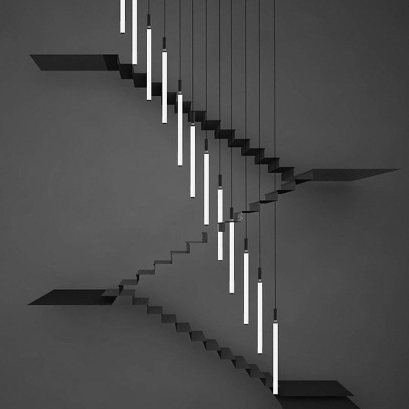 مصباح LED معلق من شريط أكريليك من الألومنيوم بتصميم عصري بسيط بجانب السرير 