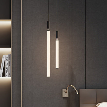 مصباح LED معلق من شريط أكريليك من الألومنيوم بتصميم عصري بسيط بجانب السرير 