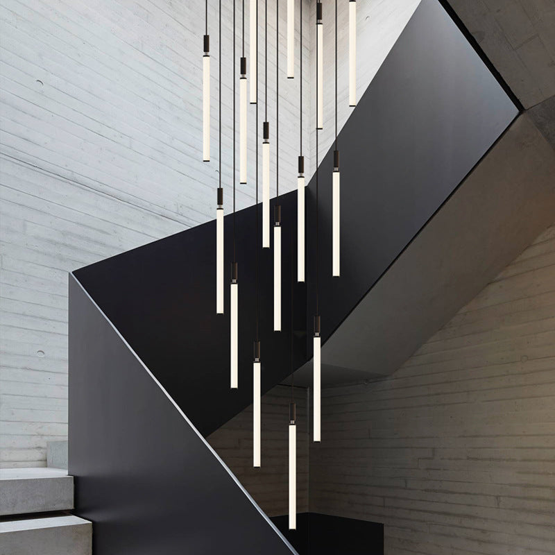 مصباح LED معلق من شريط أكريليك من الألومنيوم بتصميم عصري بسيط بجانب السرير 