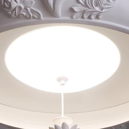 Traditional French Resin Glass Round Carved LED Chandeliers For Dining Room