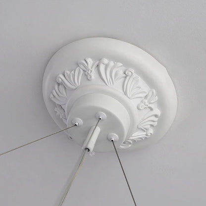 Traditional French Resin Glass Round Carved LED Chandeliers For Dining Room