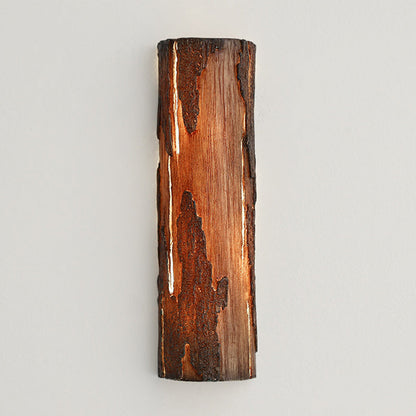 Contemporary Scandinavian Waterproof Resin Cylinder Tree Stump Rock-Like 1-Light Wall Sconce Lamp For Outdoor Patio