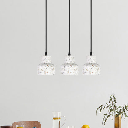 Contemporary Nordic Terrazzo Brass Round Cylinder Conic 1-Light Pendant Light For Dining Room