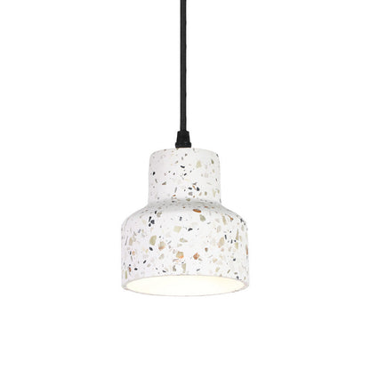 Contemporary Nordic Terrazzo Brass Round Cylinder Conic 1-Light Pendant Light For Dining Room