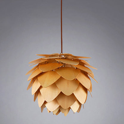 Contemporary Creative Wood Strobile 1-Light Pendant Light For Dining Room