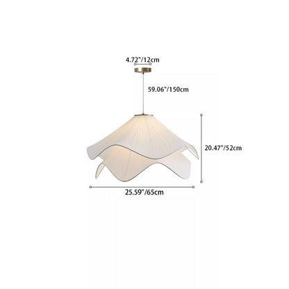 Traditional French Fabric Hat Wave Petal 2-Tier 1-Light Pendant Light For Bedroom