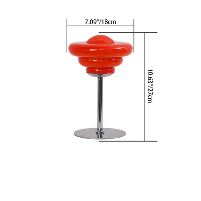 Contemporary Scandinavian Metal Glass Round Custard Tart LED USB Table Lamp For Bedside
