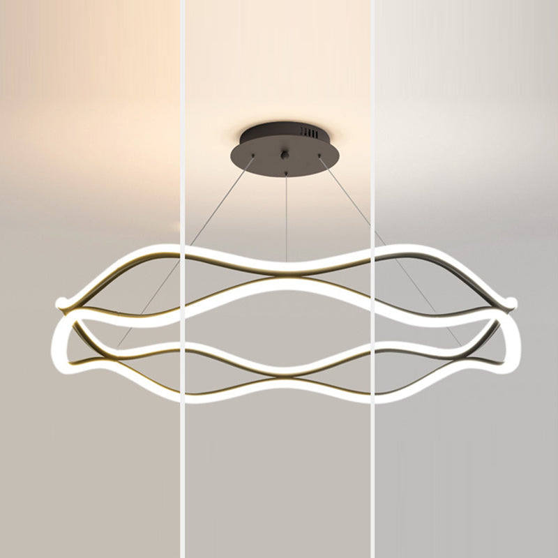 ثريات LED دائرية معاصرة من الحديد والألومنيوم والراتنج والسيليكا لغرفة المعيشة