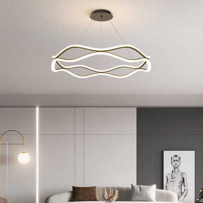 ثريات LED دائرية معاصرة من الحديد والألومنيوم والراتنج والسيليكا لغرفة المعيشة