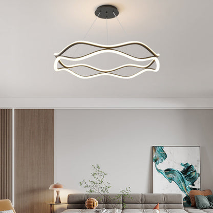 ثريات LED دائرية معاصرة من الحديد والألومنيوم والراتنج والسيليكا لغرفة المعيشة