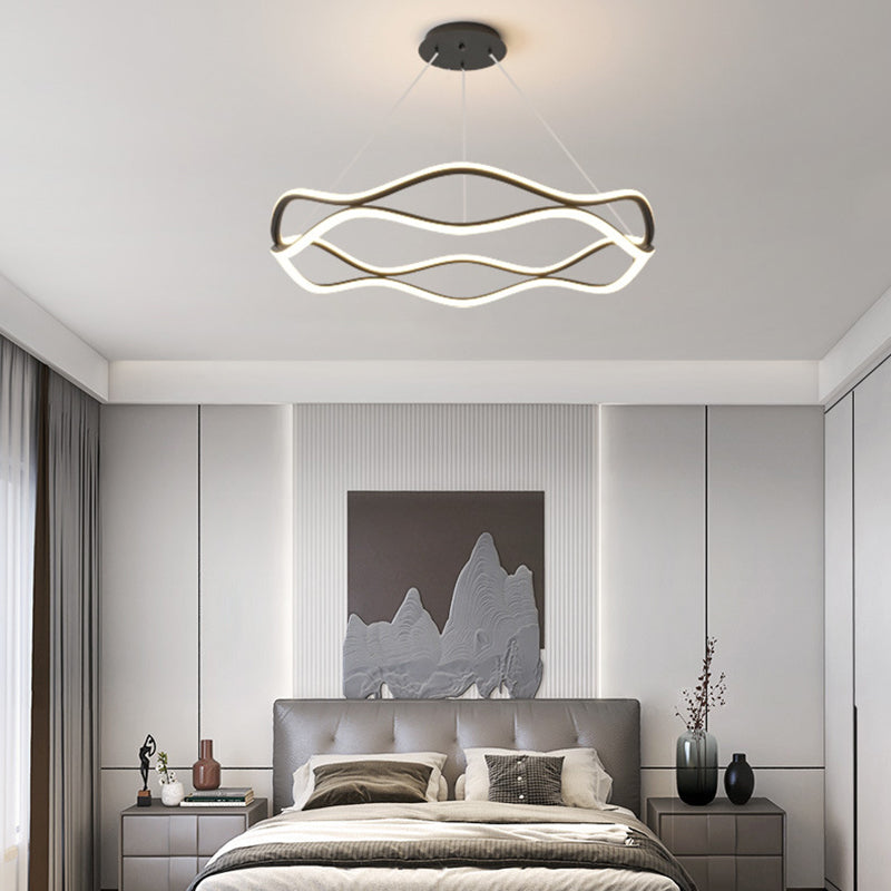 ثريات LED دائرية معاصرة من الحديد والألومنيوم والراتنج والسيليكا لغرفة المعيشة