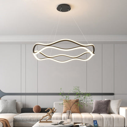 ثريات LED دائرية معاصرة من الحديد والألومنيوم والراتنج والسيليكا لغرفة المعيشة