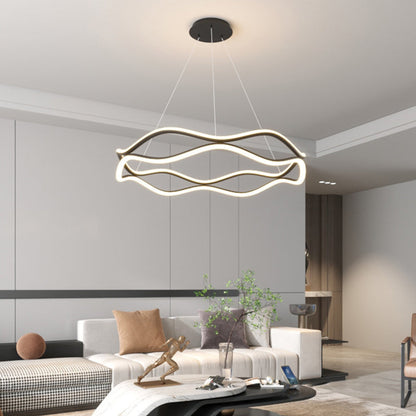 ثريات LED دائرية معاصرة من الحديد والألومنيوم والراتنج والسيليكا لغرفة المعيشة