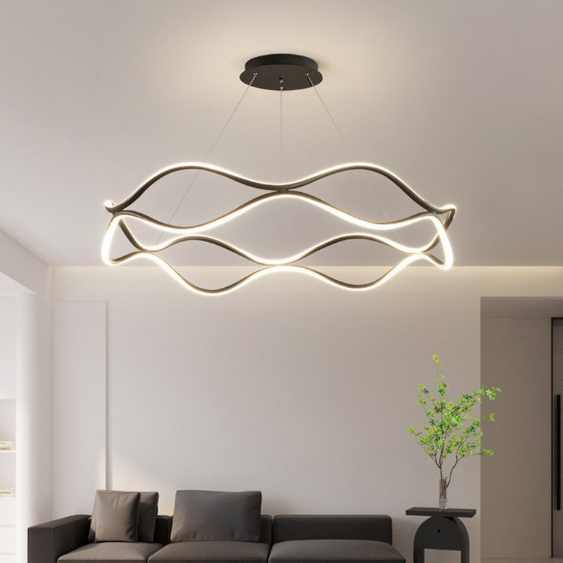 ثريات LED دائرية معاصرة من الحديد والألومنيوم والراتنج والسيليكا لغرفة المعيشة