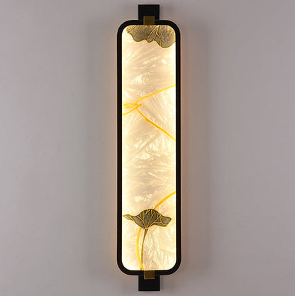 Traditional Chinese Iron Brass Glass Rectangular Enamel Carving LED Wall Sconce Lamp For Bedside