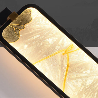 Traditional Chinese Iron Brass Glass Rectangular Enamel Carving LED Wall Sconce Lamp For Bedside