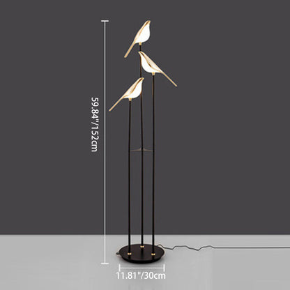Contemporary Creative Zinc Alloy Acrylic Bird Adjustable LED Standing Floor Lamp For Living Room