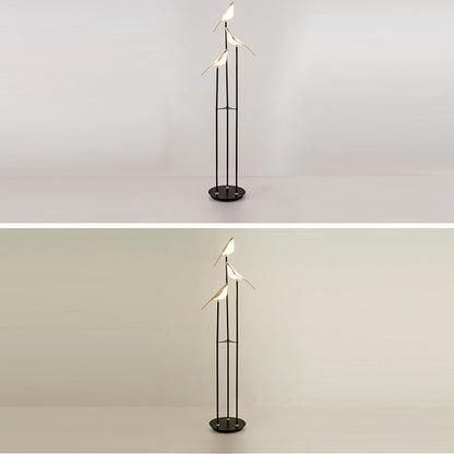 Contemporary Creative Zinc Alloy Acrylic Bird Adjustable LED Standing Floor Lamp For Living Room