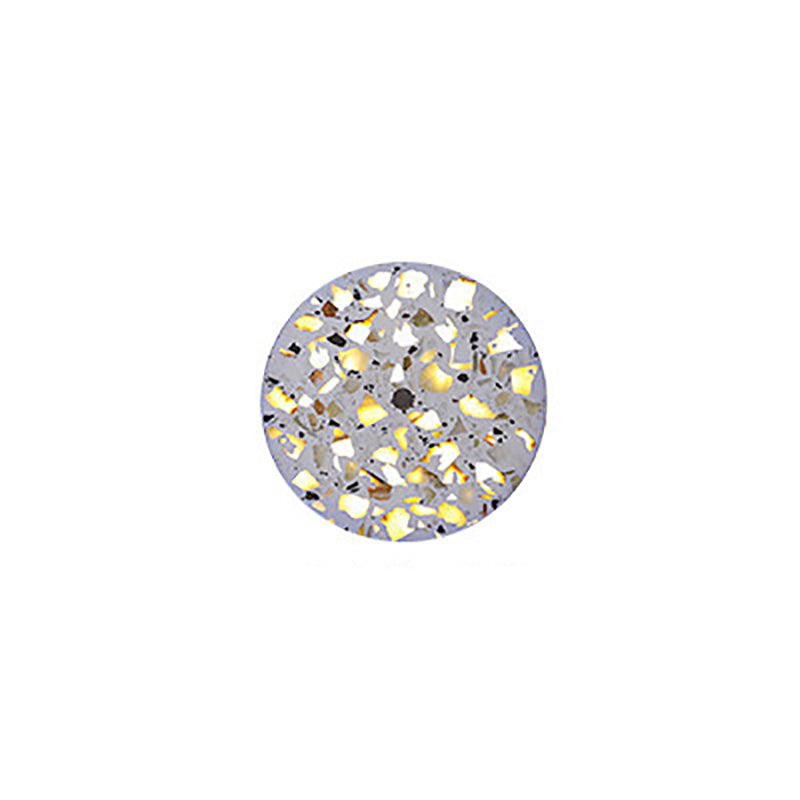 Contemporary Scandinavian Metal Terrazzo Round LED Wall Sconce Lamp For Living Room