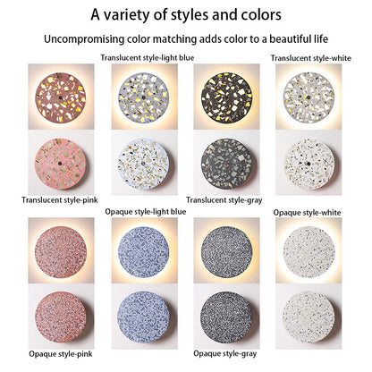 Contemporary Scandinavian Metal Terrazzo Round LED Wall Sconce Lamp For Living Room