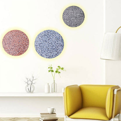 Contemporary Scandinavian Metal Terrazzo Round LED Wall Sconce Lamp For Living Room