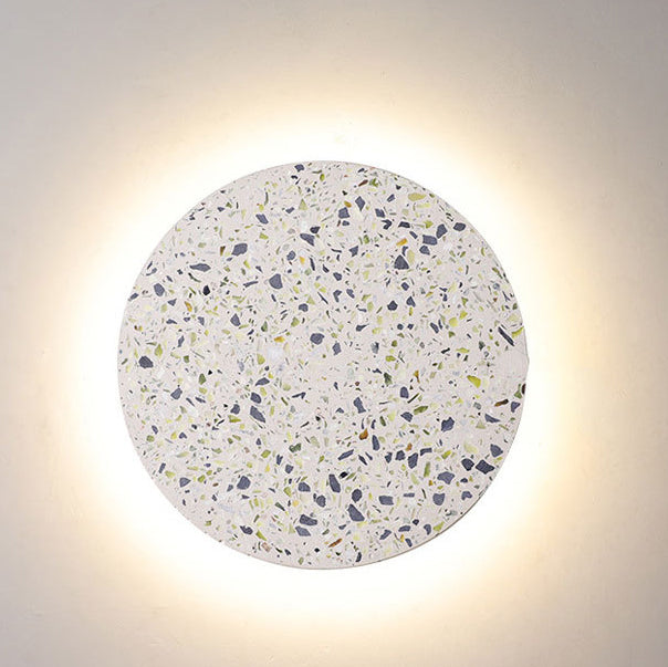 Contemporary Scandinavian Metal Terrazzo Round LED Wall Sconce Lamp For Living Room