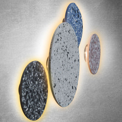 Contemporary Scandinavian Metal Terrazzo Round LED Wall Sconce Lamp For Living Room