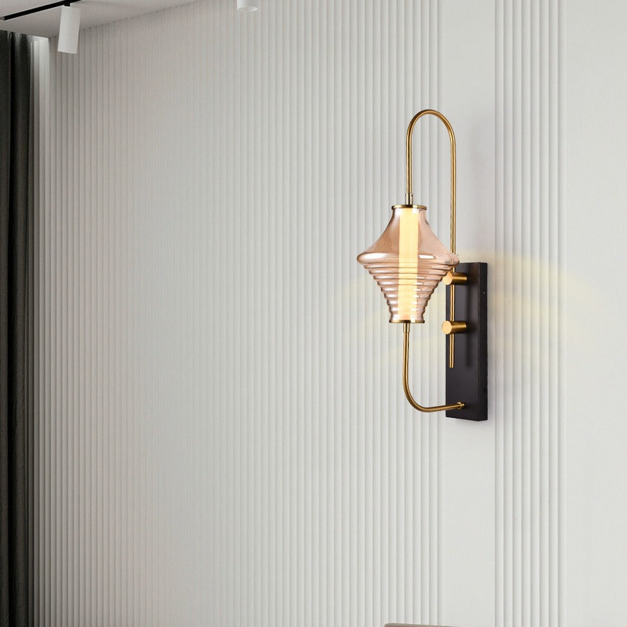 Modern Transitional Iron Glass Wavy Cone LED Wall Sconce Lamp For Hallway