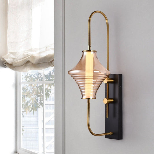 Modern Transitional Iron Glass Wavy Cone LED Wall Sconce Lamp For Hallway