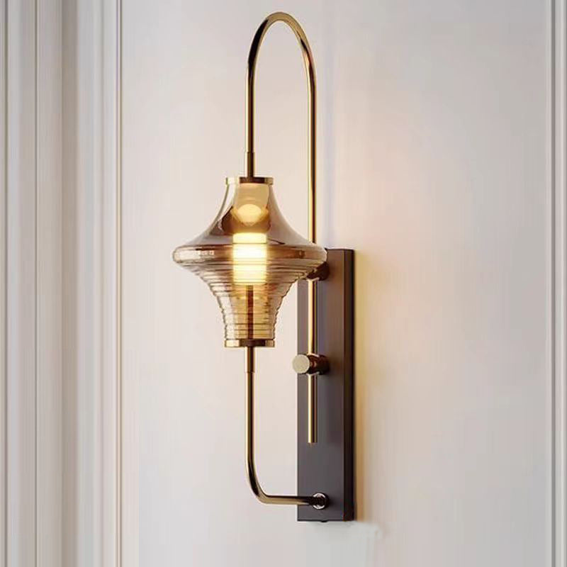 Modern Transitional Iron Glass Wavy Cone LED Wall Sconce Lamp For Hallway