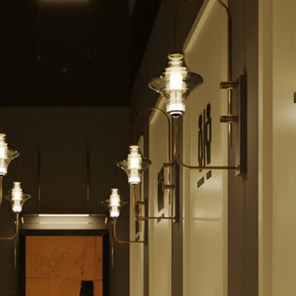 Modern Transitional Iron Glass Wavy Cone LED Wall Sconce Lamp For Hallway