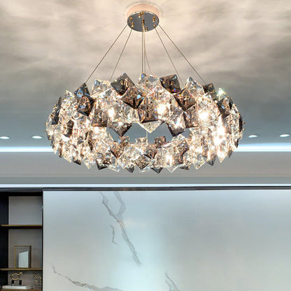 Modern Luxury Crystal Metal Round Rectangular 7/8/12/14 Light Chandeliers For Living Room