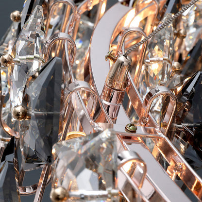 Modern Luxury Crystal Metal Round Rectangular 7/8/12/14 Light Chandeliers For Living Room