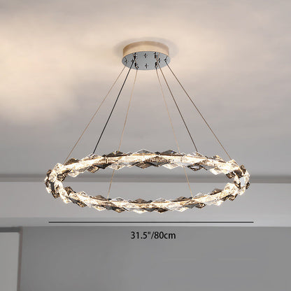 ثريات LED دائرية من الكريستال بتصميم عصري فاخر لغرفة المعيشة 