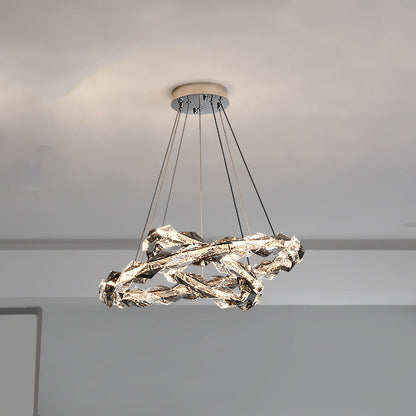ثريات LED دائرية من الكريستال بتصميم عصري فاخر لغرفة المعيشة 