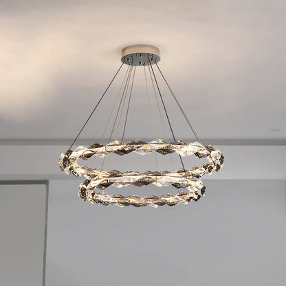 ثريات LED دائرية من الكريستال بتصميم عصري فاخر لغرفة المعيشة 
