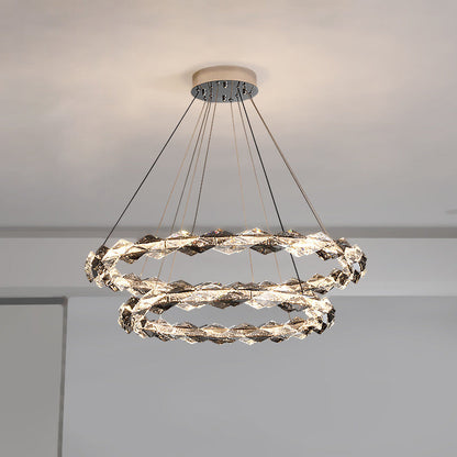 ثريات LED دائرية من الكريستال بتصميم عصري فاخر لغرفة المعيشة 